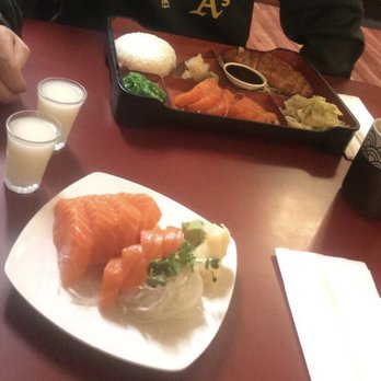 Tachikawa - 8 piece sashimi (all salmon), 2 item bento box (modded all salmon for the sashimi) & the 7$ cold sake! SCRUMDIDLIUMTIOUS!!!! - Japanese Near Me - Pinole, California Tachikawa - 8 piece sashimi (all salmon), 2 item bento box (modded all salmon for the sashimi) & the 7$ cold sake! SCRUMDIDLIUMTIOUS!!!! - Japanese Near Me - Pinole, California