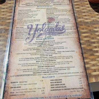 Yolanda's Mexican Cafe - Menu. - Mexican Near Me - Oxnard, California