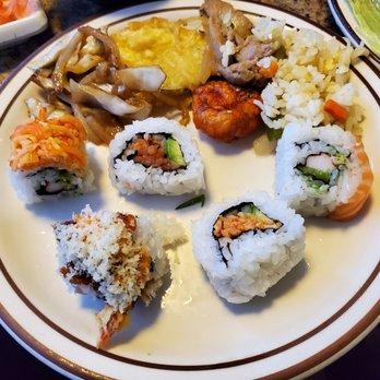 Sima - A hearty plate with rolls, korean entrees, and katsu vegetables - Japanese Near Me - Kettering, Ohio