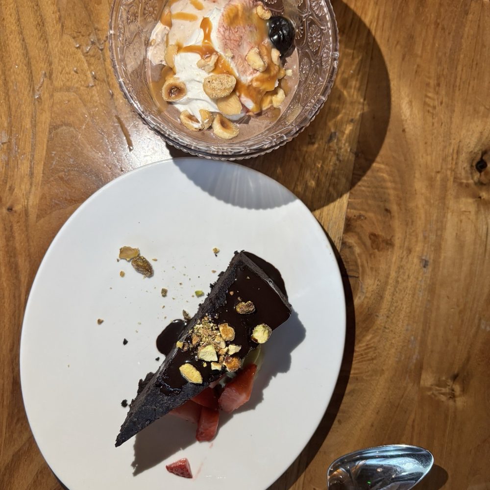 Osteria Morini - Chocolate Torta di Olio (bottom), chocolate hazelnut sundae (top) - Italian Near Me - Washington, DC, District of Columbia