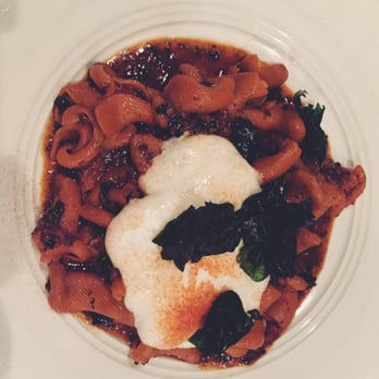 SPQR - Senise pepper torchio, dry aged beef bolognese, burrata and lamb's quarter - Italian Near Me - San Francisco, California