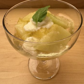 Sushi Horiuchi - Shizuoka Musk Melon & Yamagata Peach with Champagne Jelly & Yuzu Cream - Sushi Bars Near Me - Houston, Texas