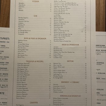 Willow Osteria - Liquor menu as of 12/4/2025 - Italian Near Me - Clovis, California