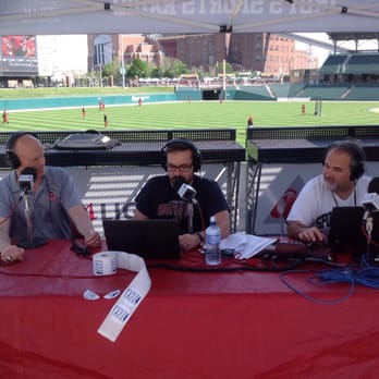 Victory Field - L to R voice of The Indians Howard Kelmen, Derek Shultz of Query and Shultz on WNDE and myself doing a pre game broadcast. - Stadiums & Arenas Near Me - Indianapolis, Indiana