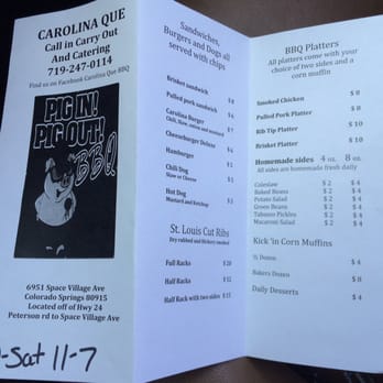 Carolina Que BBQ - Menu - Barbeque Near Me - Colorado Springs, Colorado Carolina Que BBQ - Menu - Barbeque Near Me - Colorado Springs, Colorado