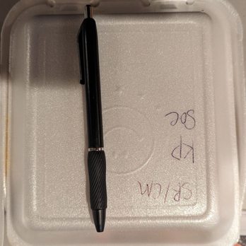 Fresh Wok - For size comparison, a standard size pen on top of the container. The depth is ~2 - 3 inches. - Chinese Near Me - Fontana, California Fresh Wok - For size comparison, a standard size pen on top of the container. The depth is ~2 - 3 inches. - Chinese Near Me - Fontana, California