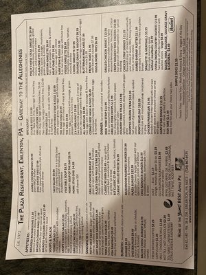Menu photo 2 Plaza Restaurant Emlenton, PA