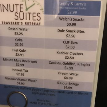 Minute Suites - Concourse B - Snack prices - Airport Lounges Near Me - Atlanta, Georgia