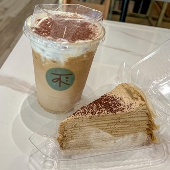 Fuji Tea - Tiramisu latte and tiramisu crepe cake - Bubble Tea Near Me - Katy, Texas