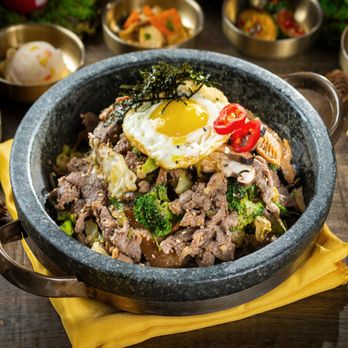 Cho Dang Tofu House - Hot Stone Bibimbap (Beef Bulgogi) - Korean Near Me - Irvine, California Cho Dang Tofu House - Hot Stone Bibimbap (Beef Bulgogi) - Korean Near Me - Irvine, California
