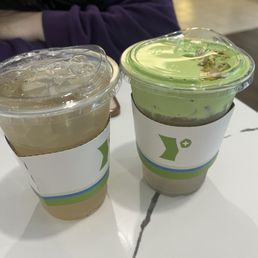 Longjing coconut refresher and pistachio dream mousse Longjing coconut refresher and pistachio dream mousse