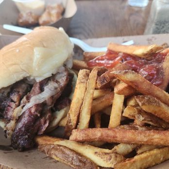 Seneca Stag Brewing - Brisket sandwich and fries. - Brewpubs Near Me - Penn Yan, New York