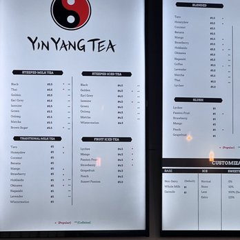 Yin Yang Tea - Another part of menu - Bubble Tea Near Me - Chino, California