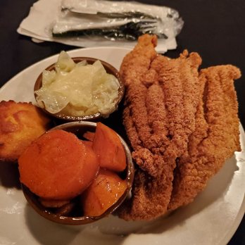 Suga Shack - Catfish with yams and cabbage - Soul Food Near Me - Memphis, Tennessee