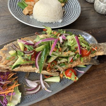 Phat Elephant - Barramundi fried with Thai style sauce - Thai Near Me - Brisbane City, QLD Phat Elephant - Barramundi fried with Thai style sauce - Thai Near Me - Brisbane City, QLD