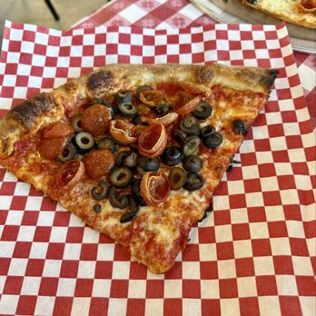 Smiling With Hope Pizza - Slice of pepperoni and olive pizza - Pizza Near Me - Reno, Nevada Smiling With Hope Pizza - Slice of pepperoni and olive pizza - Pizza Near Me - Reno, Nevada