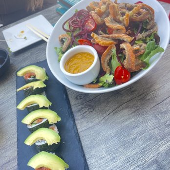 Seabutter - Spicy tuna roll and salmon skin salad - Japanese Near Me - Westlake Village, California