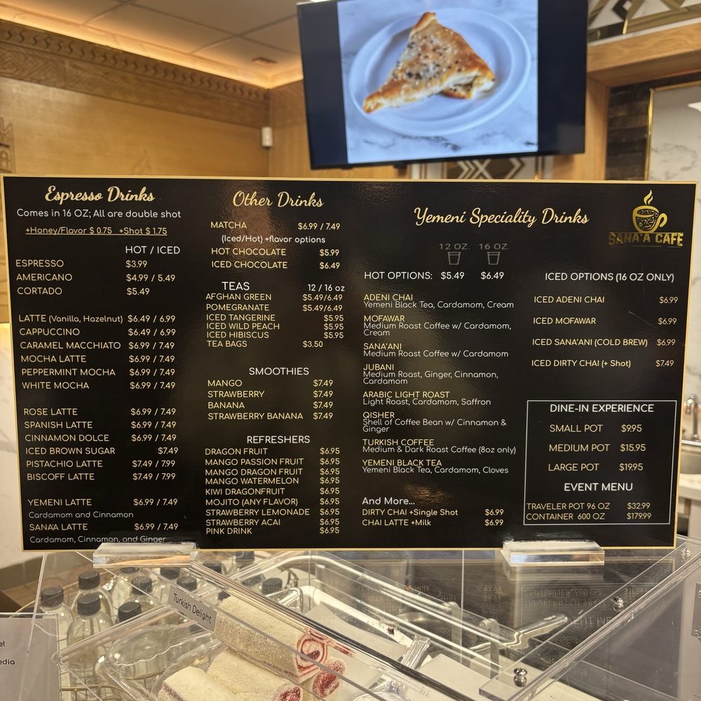 Sana'a Cafe - Menu 12.24.25 - Coffee & Tea Near Me - Sacramento, California Sana'a Cafe - Menu 12.24.25 - Coffee & Tea Near Me - Sacramento, California