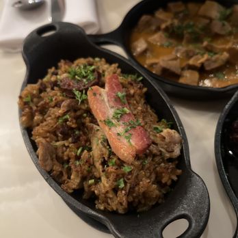 Petiscos - Duck rice, Beef tongue in tomato sauce (back) - Portuguese Near Me - San Jose, California