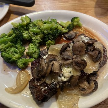Logan's Roadhouse - Steak with onions and mushrooms - Steakhouses Near Me - Redding, California Logan's Roadhouse - Steak with onions and mushrooms - Steakhouses Near Me - Redding, California