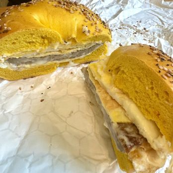 Borough Bagels - Sausage Egg, Meat and Cheese (sausage, egg, American) on Egg Everything - Bagels Near Me - Doylestown, Pennsylvania Borough Bagels - Sausage Egg, Meat and Cheese (sausage, egg, American) on Egg Everything - Bagels Near Me - Doylestown, Pennsylvania