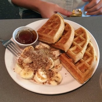 Manatee Cafe - Waffles with bananas and crushed walnuts, best waffle ever - Breakfast & Brunch Near Me - Saint Augustine, Florida