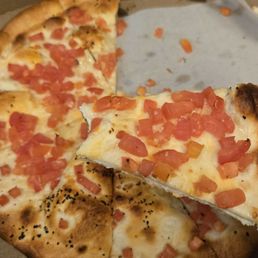 What's in the photo? Nothing we ordered. Bread and diced tomatoes. What's in the photo? Nothing we ordered. Bread and diced tomatoes.