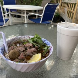 Beef noodle soup and Thai coffee Beef noodle soup and Thai coffee