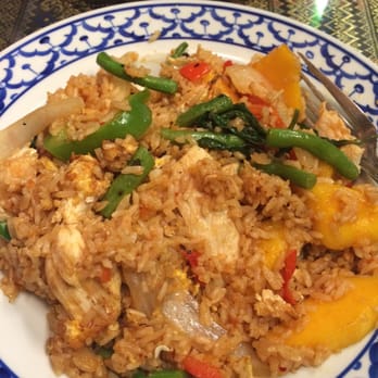 Bangkok Kitchen - Basil Fried Rice with chicken & Mango! Yummy!!!! - Thai Near Me - Hyannis, Massachusetts