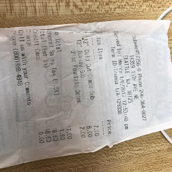 Subway - a receipt on a wooden table - Sandwiches Near Me - Seattle, Washington Subway - a receipt on a wooden table - Sandwiches Near Me - Seattle, Washington
