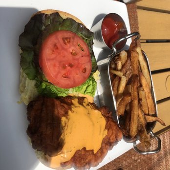Jasper's Backyard - Fried chicken sandwich, they make you pay for the fries extra - Sports Bars Near Me - Conshohocken, Pennsylvania