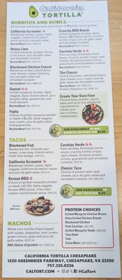 Menu photo 5 California Tortilla Chesapeake, VA