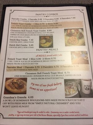 Menu photo 4 Yoder's Dutch Pantry Grifton, NC