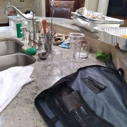 Chef Nite Orlando - Kitchen island after chef left leaving behind personal belongings.