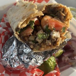 Chipotle Shrimp and Asada Burrito