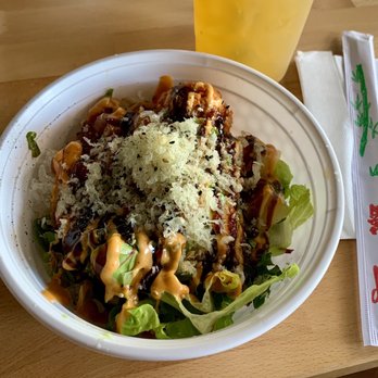 Okey Poke - Poke rice bowl with ahi tunu, spicy tuna, pineapple, mango, avocado, and topped with spicy mayo and eel sauce....so delicious - Sushi Bars Near Me - Gaithersburg, Maryland