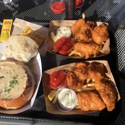 Fisherman's Wharf  Chowder and Crab Sidewalk Stands - Fish and chips and chowder.