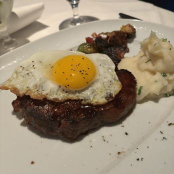 Steak 48 - Bone in filet (next time I would get it without the egg) mashed Buttermilk Whipped Potatoes** & Roasted Brussels Sprouts** - Steakhouses Near Me - Charlotte, North Carolina Steak 48 - Bone in filet (next time I would get it without the egg) mashed Buttermilk Whipped Potatoes** & Roasted Brussels Sprouts** - Steakhouses Near Me - Charlotte, North Carolina