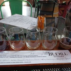 J R Dill Winery - A flight of wines.
