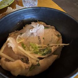 Noodle - This rare steak pho look at this too thick n chewing like bubble gum chewing.