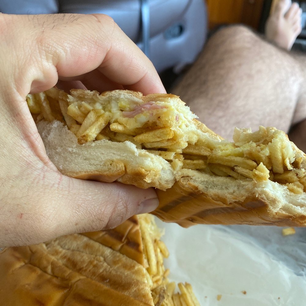 Egg Sandwich with barely any egg and a ton of sandwich fries i didn't ask for..