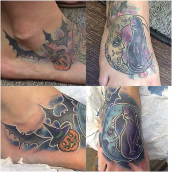 Blue Hermit Tattoo - Fixed this double cover up. - Tattoo Near Me - Lower Burrell, Pennsylvania Blue Hermit Tattoo - Fixed this double cover up. - Tattoo Near Me - Lower Burrell, Pennsylvania