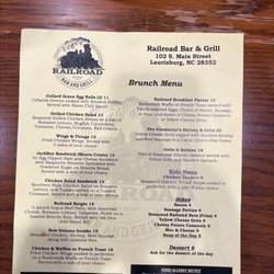 Railroad Bar and Grill - Sunday Brunch Menu