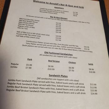 Arnolds BAR-B-QUE & Grill - Menu - Barbeque Near Me - Memphis, Tennessee
