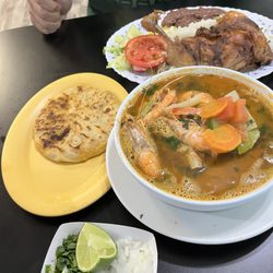 Rinconcito Latino - Pupusa, seafood soup, fried chicken platter
