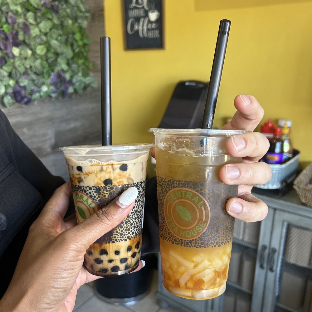 Brown sugar milk tea and beach bum fruit tea