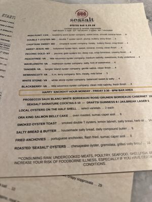 Menu photo 1 Seasalt  Annapolis, MD