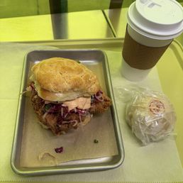 Fried Chicken Bolo, Beef Brisket Bao, Hot Hong Kong Milk Tea Fried Chicken Bolo, Beef Brisket Bao, Hot Hong Kong Milk Tea