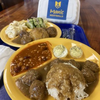 Manic Meatballs - Manic Meatball combo plate lunch. - Scandinavian Near Me - Lakewood, Washington Manic Meatballs - Manic Meatball combo plate lunch. - Scandinavian Near Me - Lakewood, Washington