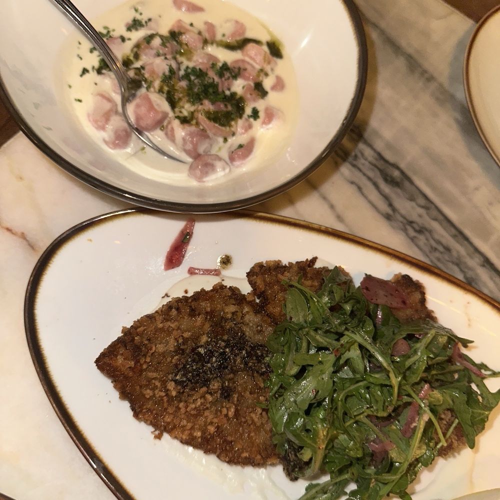 Bacari - beet gnocchi & chicken shnitzel - Mediterranean Near Me - Long Beach, California